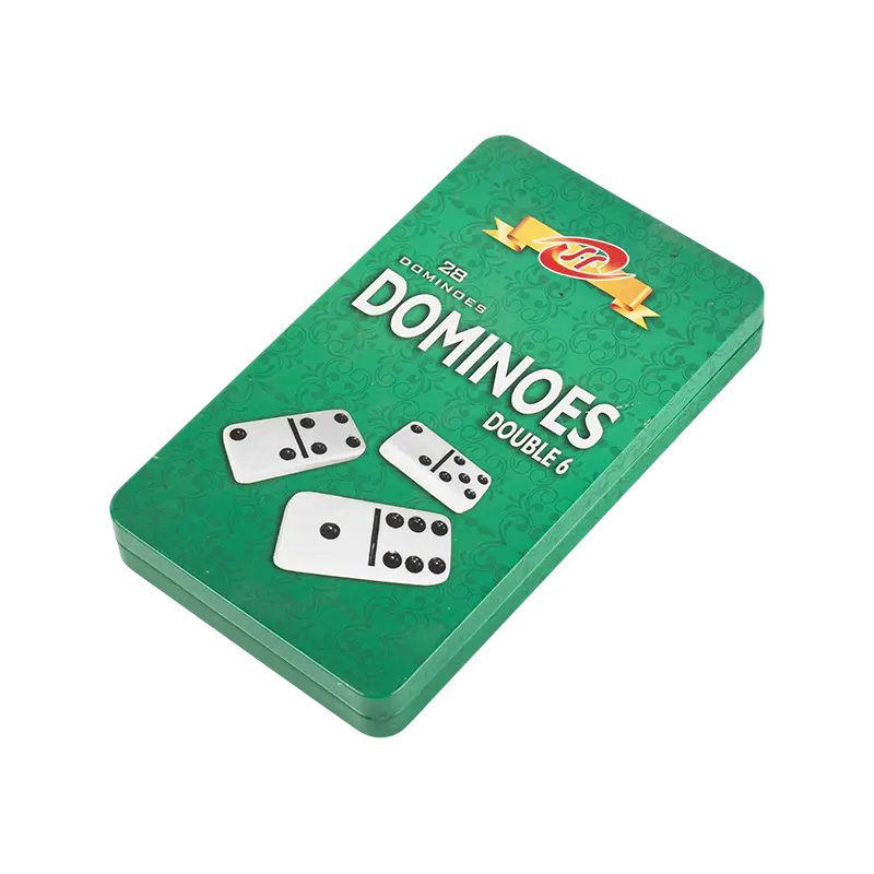 Standard Double Six Domino in Dark Blue Iron Box