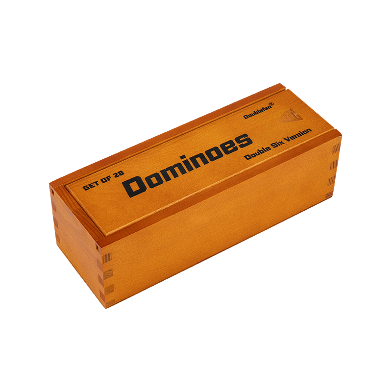 Log Style Wooden Box Double Six Dominoes
