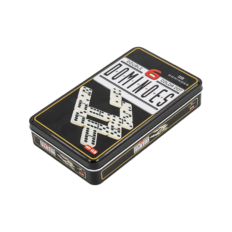 Portable Collection of Iron Box Double Six Dominoes