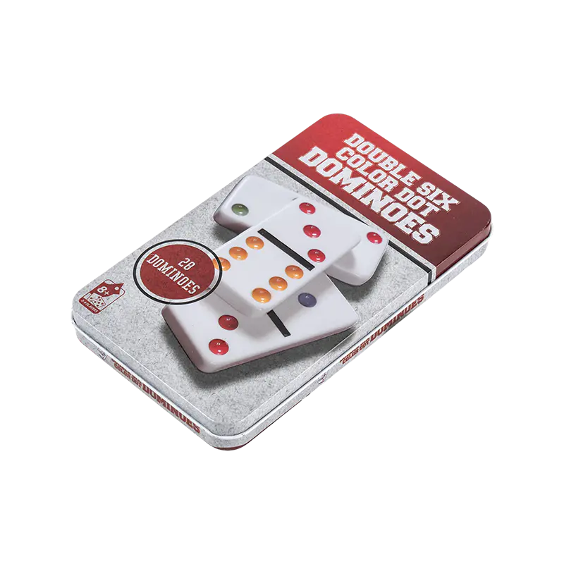 28 Tiles Double Six Domino with Red and White Theme Iron Box