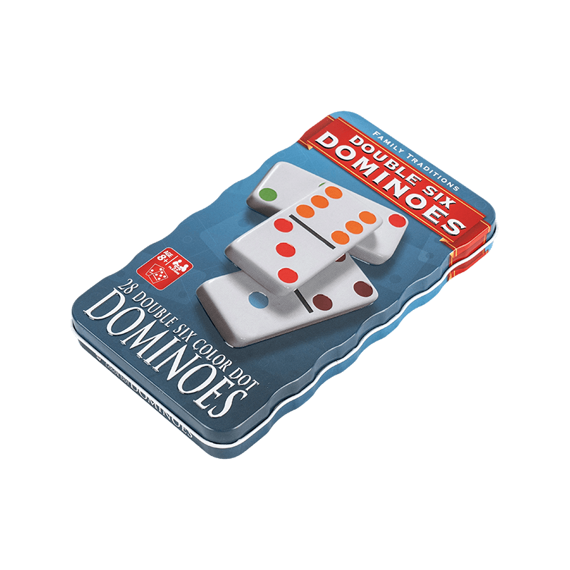 Double Six Domino with Blue Reusable Collectors Iron Box