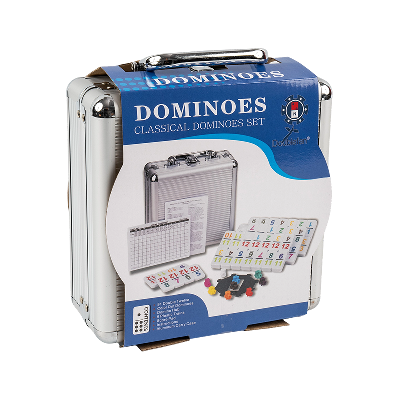 Double Twelve Aluminum Box Mexican Train Dominoes