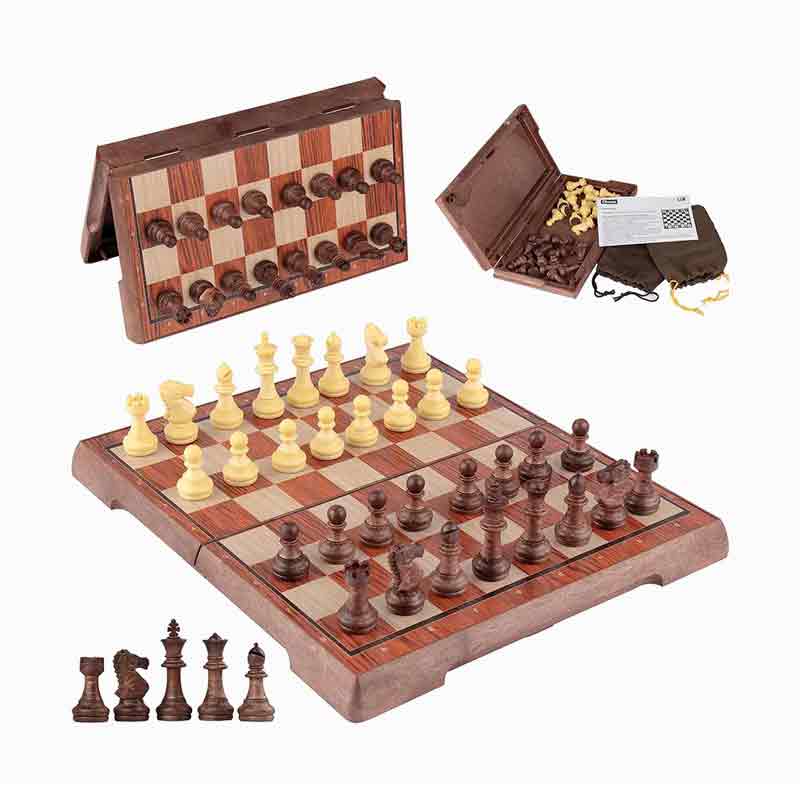 Upgraded Imitation Wood Grain Plastic Chess Set