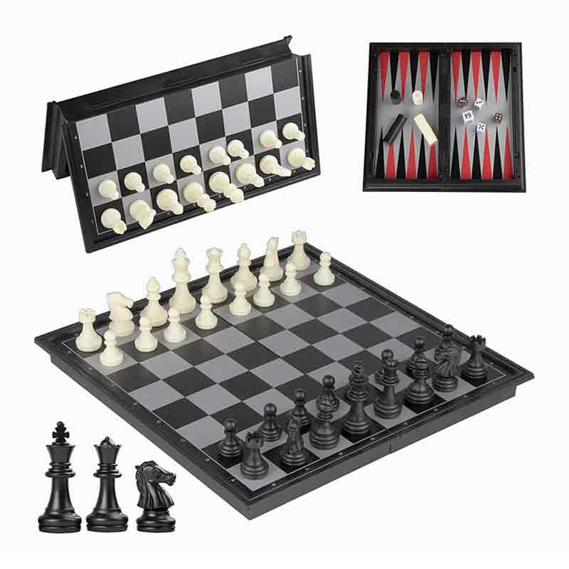 Travel Size 3 in 1 Set Plastic Chess Set